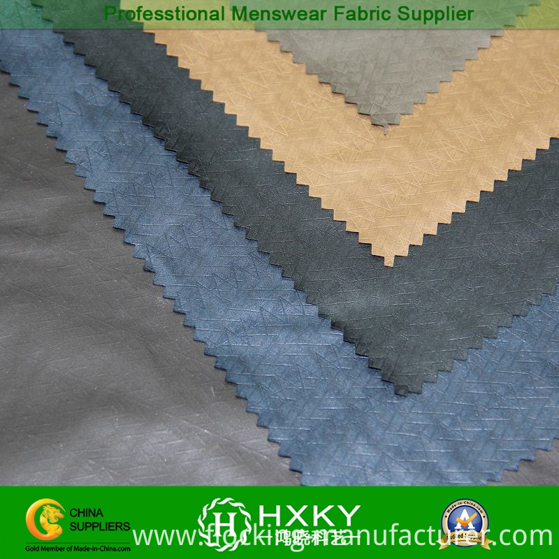 Wave Type Embossing Poly Taffeta Fabric for Casual Jackets